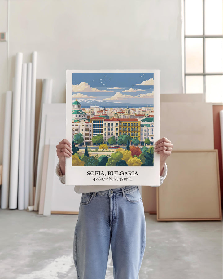 Sofia Bulgaria Art, Bulgaria Retro Travel Art, Bulgaria Home Decor, Bulgaria Gift, Bulgaria Travel Art, Travel Prints, Housewarming Gift