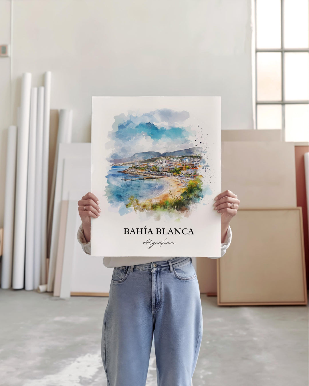 Bahia Blanca Wall Art, Buenos Aires Print, Argentina Watercolor Art, Bahia Blanca Gift, Travel Print, Travel Poster, Housewarming Gift