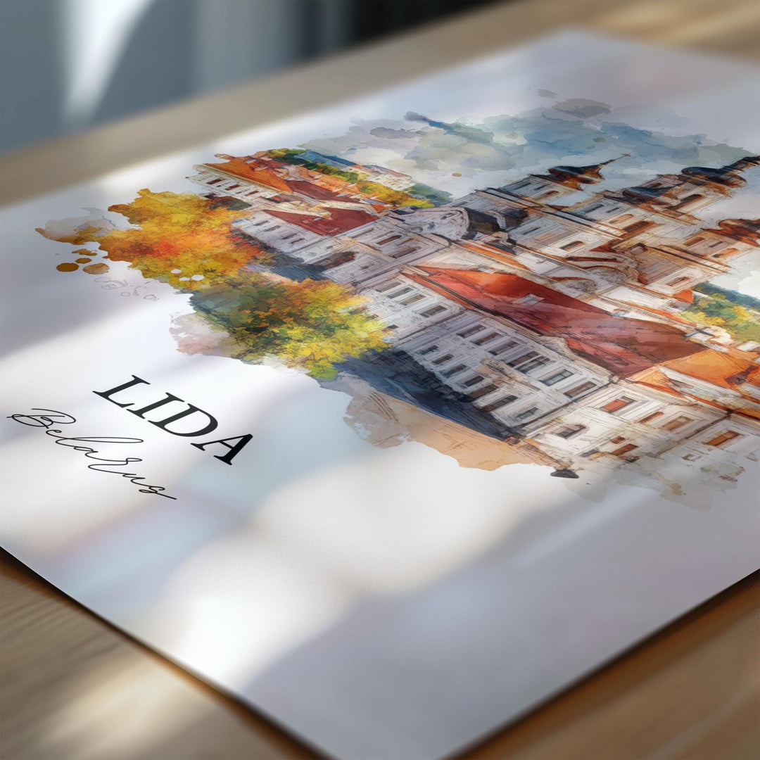 Lida Belarus Wall Art, Lida Print, Belarus Watercolor Art, Lida Belarus Gift, Travel Print, Travel Poster, Housewarming Gift