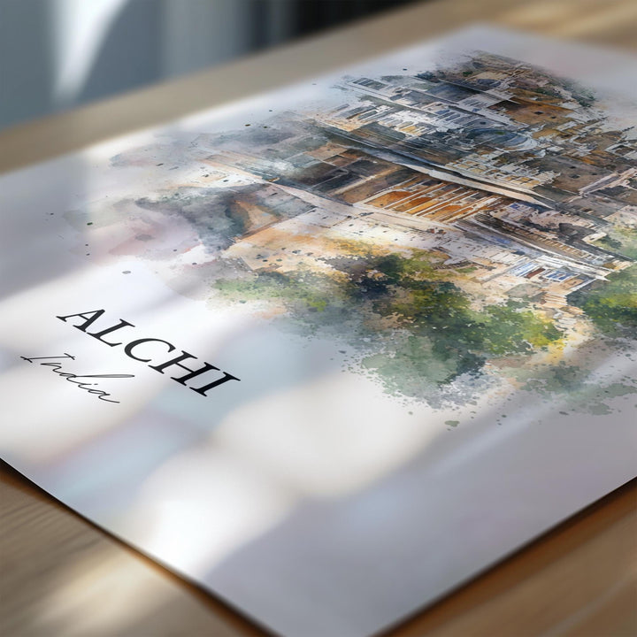 Alchi India Wall Art, Ladakh Print, India Watercolor Art, Alchi India Gift, Travel Print, Travel Poster, Housewarming Gift