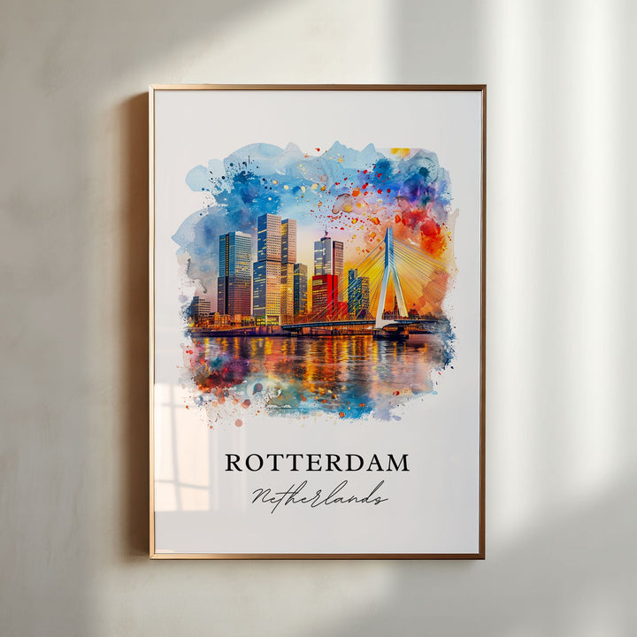 Rotterdam Wall Art, Rotterdam Print, Holland Watercolor, Rotterdam Netherlands Gift, Travel Poster, Housewarming Gift