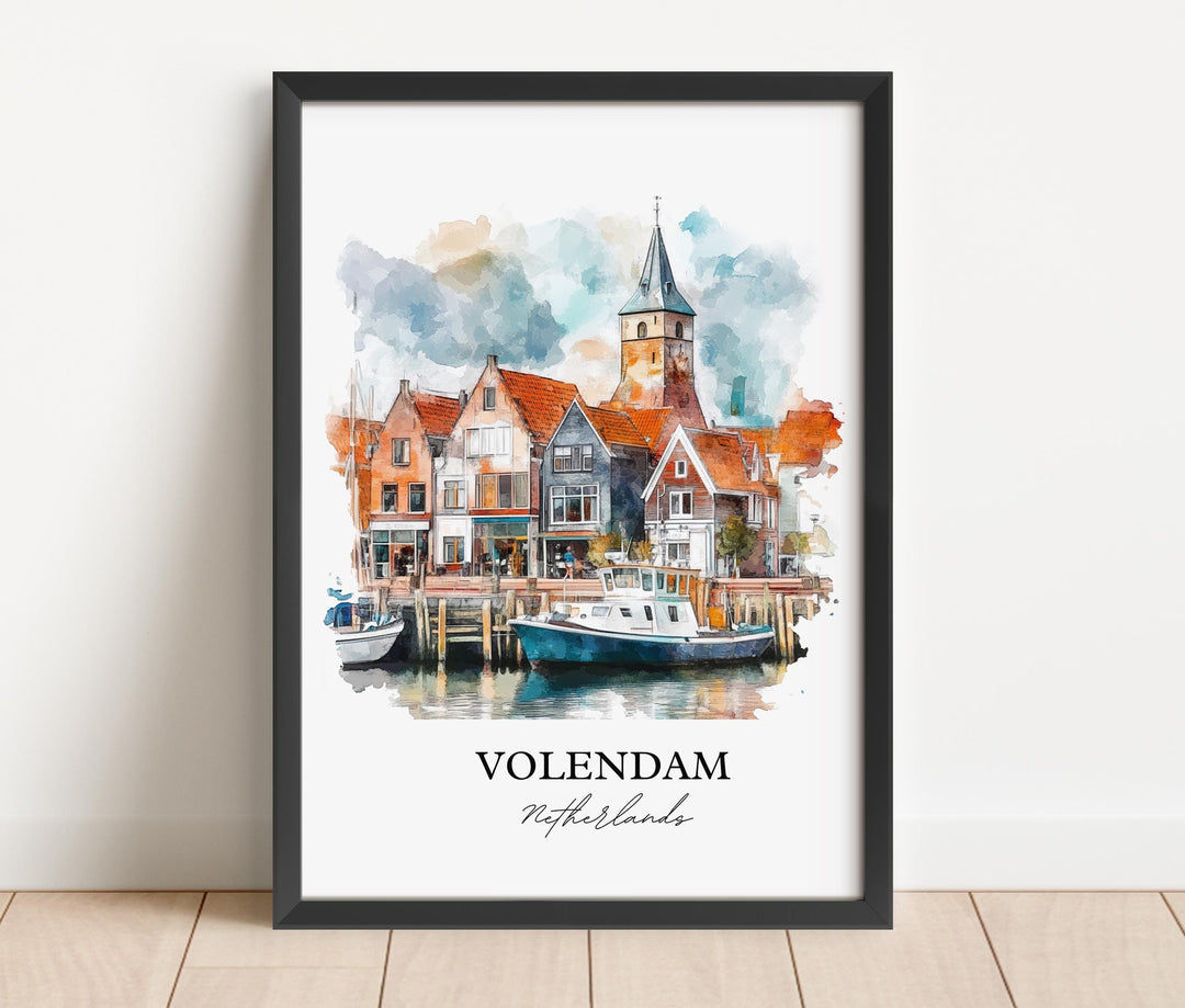 Volendam Wall Art, Edam-Volendam Print, Netherlands Watercolor Art, Volendam Gift, Travel Print, Travel Poster, Housewarming Gift
