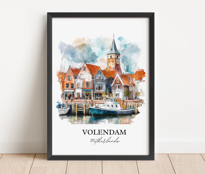 Volendam Wall Art, Edam-Volendam Print, Netherlands Watercolor Art, Volendam Gift, Travel Print, Travel Poster, Housewarming Gift