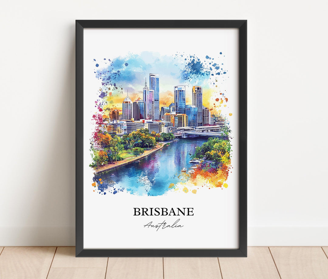 Brisbane Wall Art, Brisbane Print, Australia Watercolor Art, Brisbane Australia Gift, Travel Print, Travel Poster, Housewarming Gift