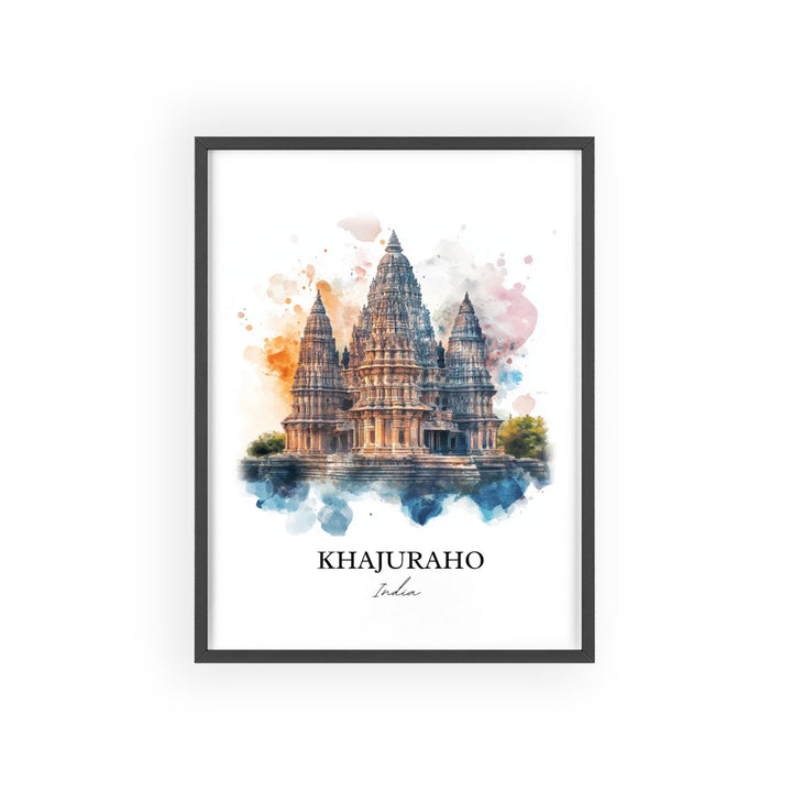 Khajuraho Wall Art, Chhatarpur District Print, India Watercolor Art, Khajuraho India Gift, Travel Print, Travel Poster, Housewarming Gift