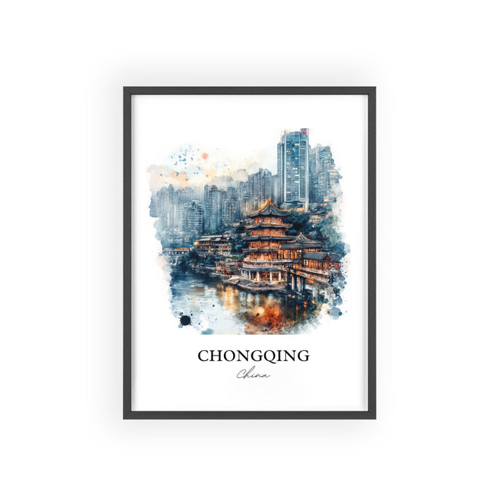 Chongqing China Wall Art, Yangtze Print, China Watercolor Art, Chongqing Gift, Travel Print, Travel Poster, Housewarming Gift