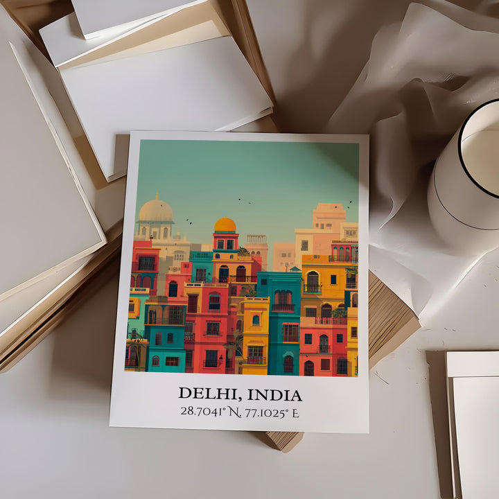 Delhi India Art, Delhi India Retro Travel Art, Delhi Home Decor, Delhi Gift, India Travel Art, Travel Prints, Housewarming Gift