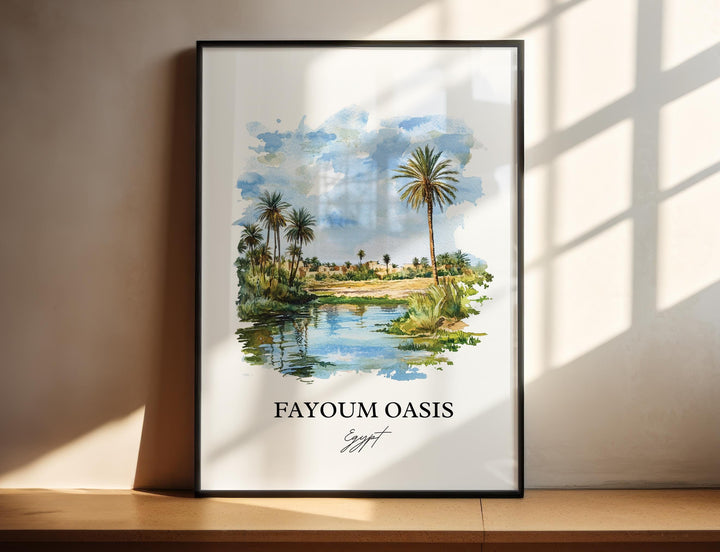 Fayoum Oasis Wall Art, Cairo Print, Egypt Watercolor Art, Fayoum Oasis Gift, Travel Print, Travel Poster, Housewarming Gift