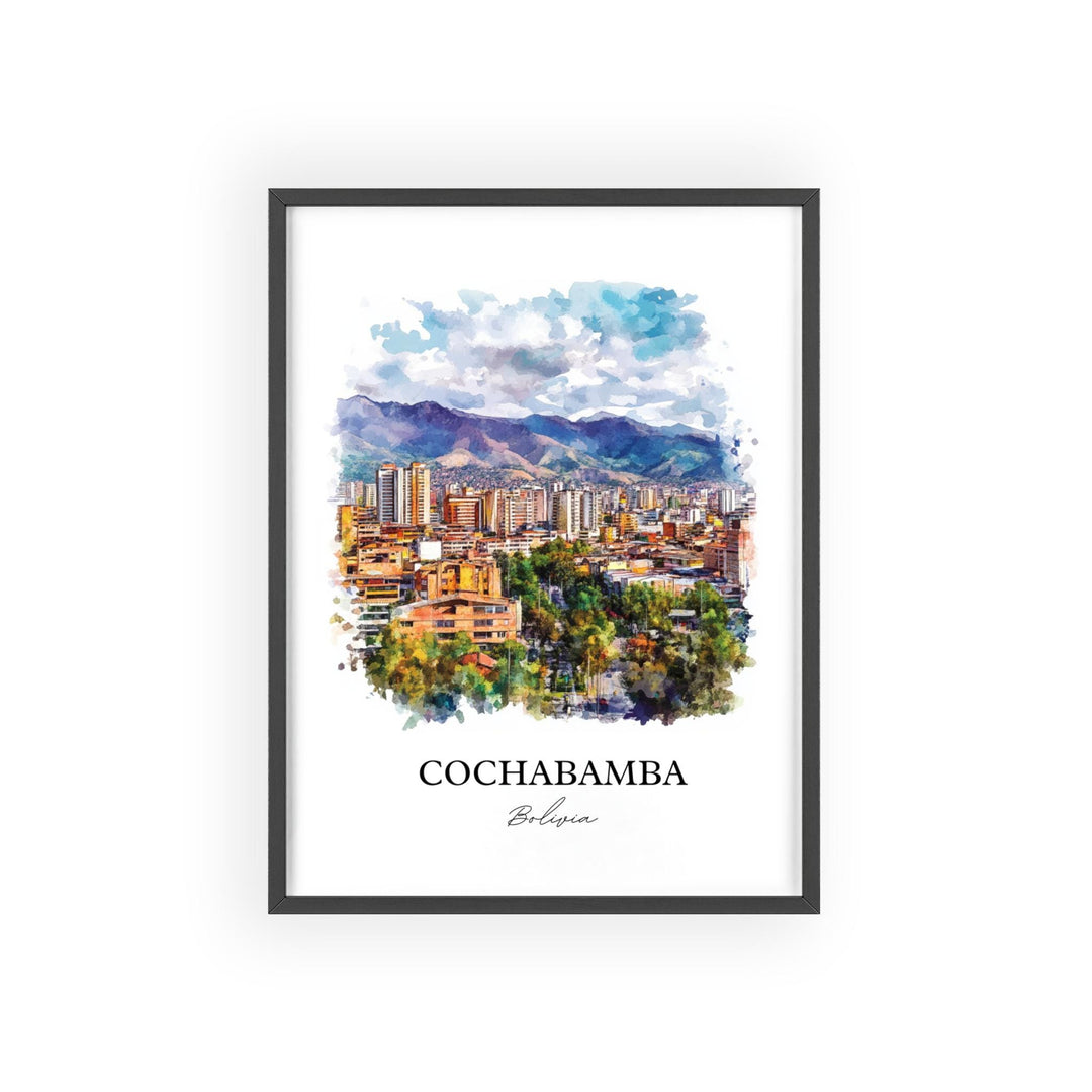 Cochabamba Wall Art, Bolivia Print, Bolivia Watercolor Art, Cochabamba Bolivia Gift, Travel Print, Travel Poster, Housewarming Gift