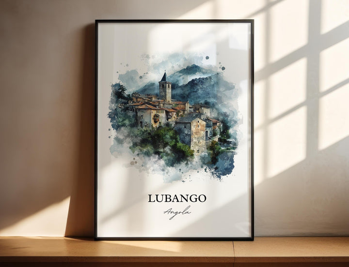Lubango Wall Art, Lubango Print, Angola Watercolor Art, Lubango Angola Gift, Travel Print, Travel Poster, Housewarming Gift