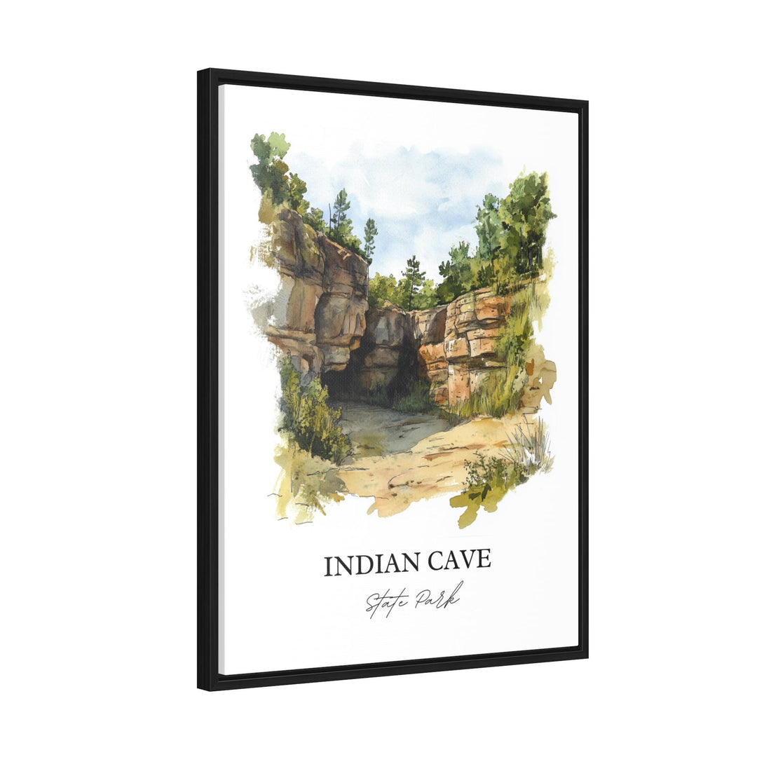 Indian Cave State Park Wall Art, Shubert NE Print, Nebraska Watercolor Art, Indian Cave Gift, Travel Print, Travel Poster, Housewarming Gift