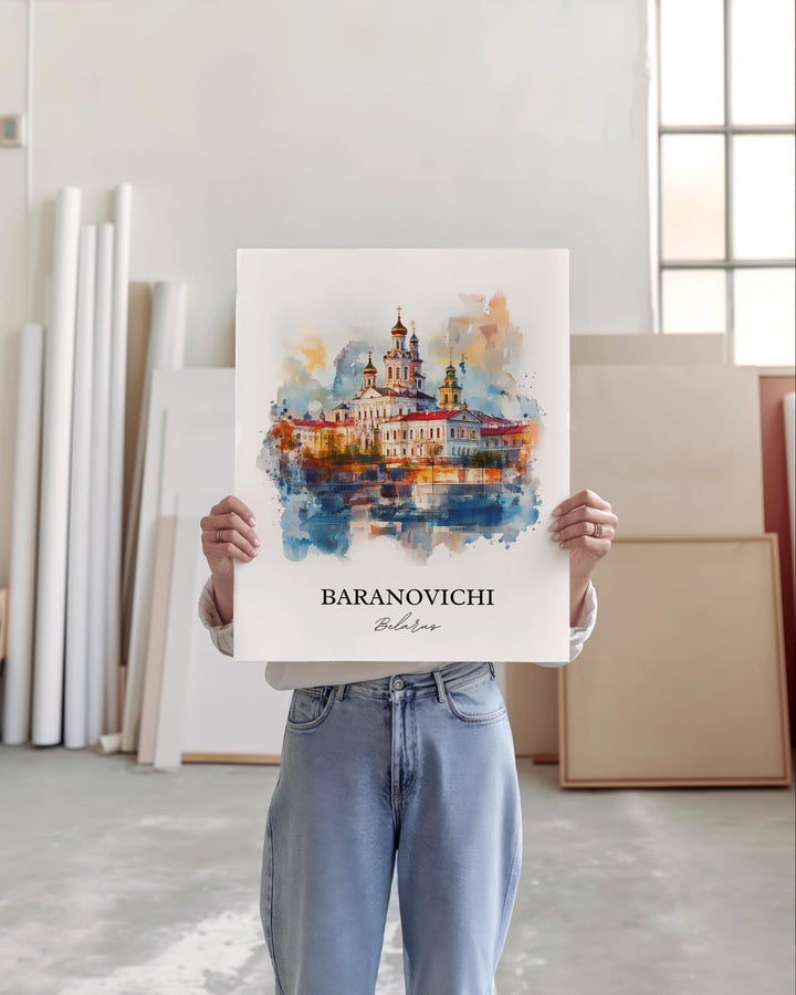 Baranovichi Wall Art, Belarus Print, Belarus Watercolor Art, Baranovichi Gift, Travel Print, Travel Poster, Housewarming Gift