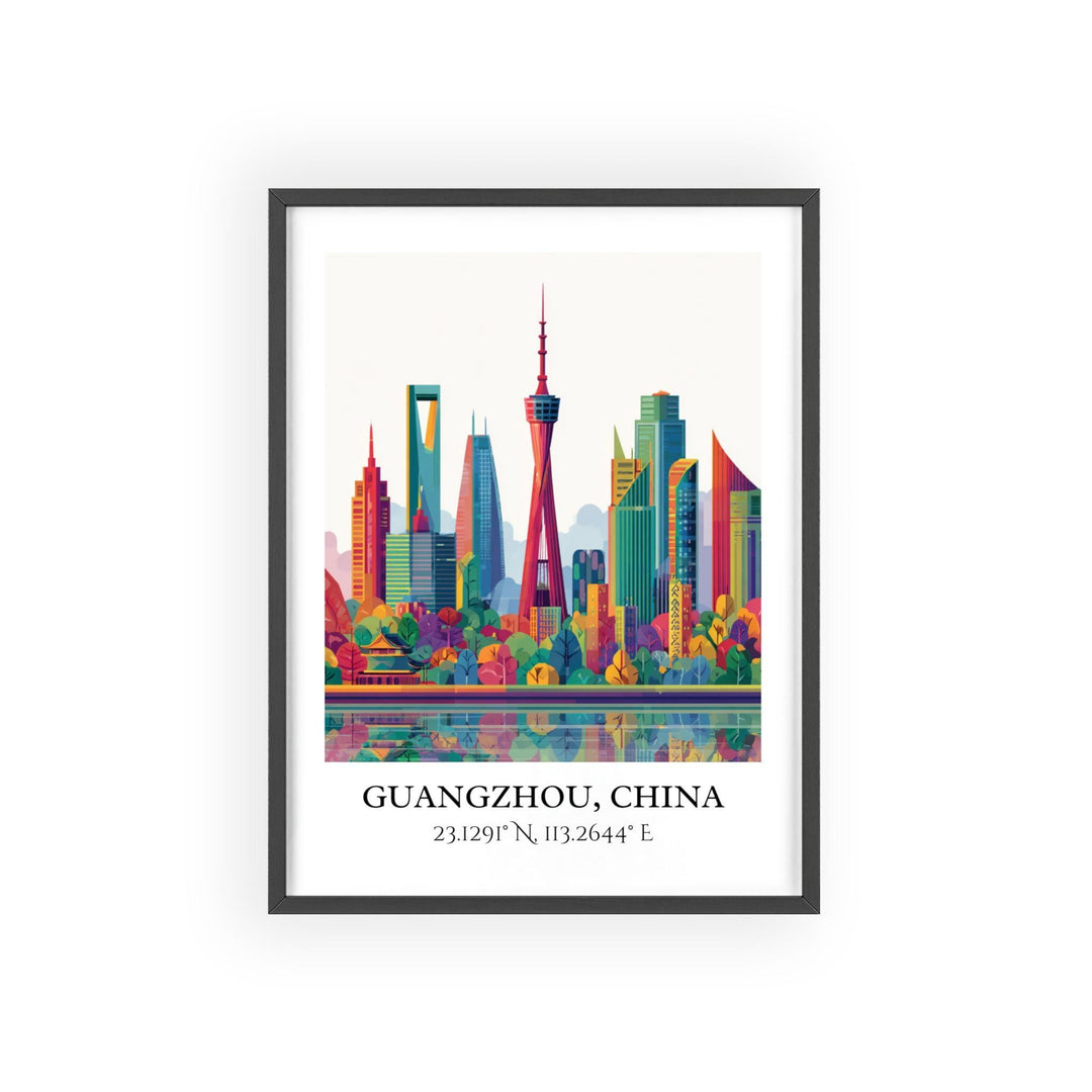 Guangzhou Art, Guangzhou Retro Travel Art, Guangzhou Home Decor, Guangzhou China Gift, China Travel Art, Travel Prints, Housewarming Gift