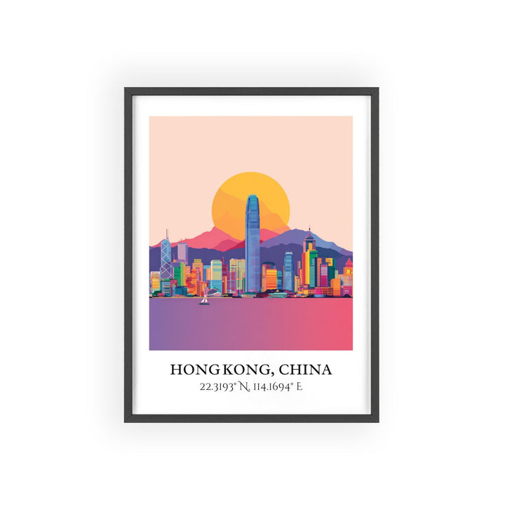 Hong Kong Art, Hong Kong Retro Travel Art, Hong Kong Home Decor, Hong Kong Gift, China Travel Art, HK China Print, Housewarming Gift