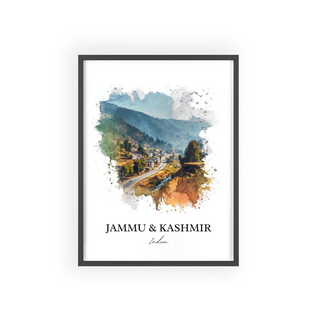 Jammu and Kashmir Wall Art, India Print, India Watercolor Art, Jammu & Kashmir Gift, India Travel Print, Travel Poster, Housewarming Gift