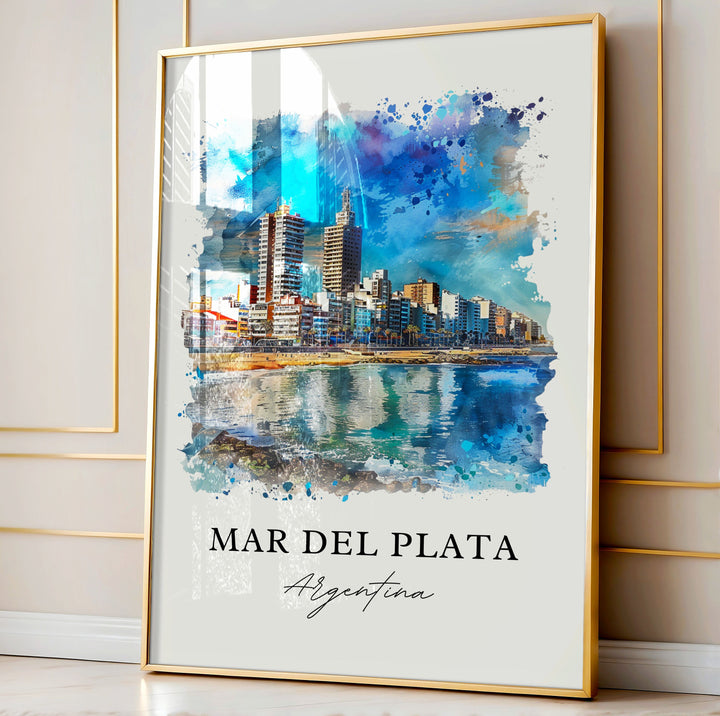 Mar del Plata Art, Mar del Plata Argentina Print, Punta Mogotes Watercolor, Argentina Gift, Travel Poster, Housewarming Gift