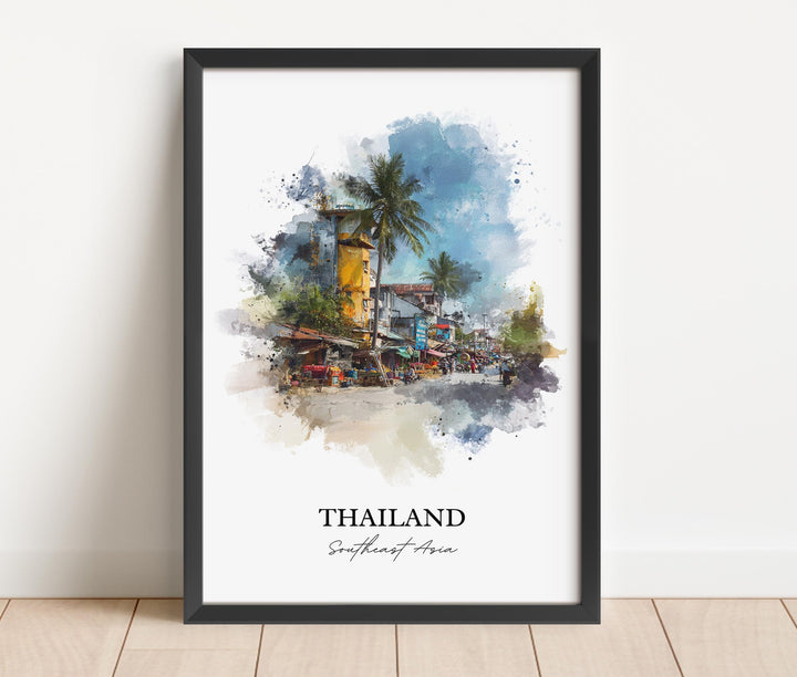 Thailand Wall Art, Thailand Print, Thailand Watercolor Art, Thailand Gift, Travel Print, Travel Poster, Housewarming Gift