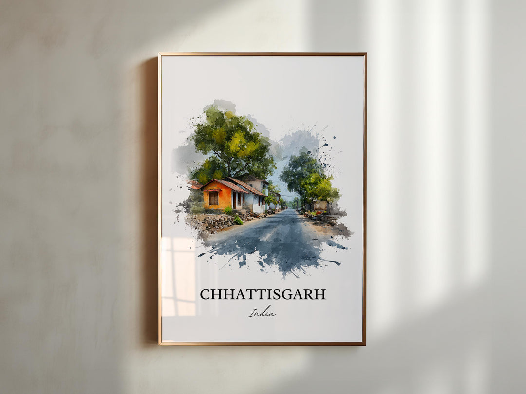 Chhattisgarh India Wall Art, Chhattisgarh Print, Chhattisgarh Watercolor, Chhattisgarh Gift, Travel Print, Travel Poster, Housewarming Gift