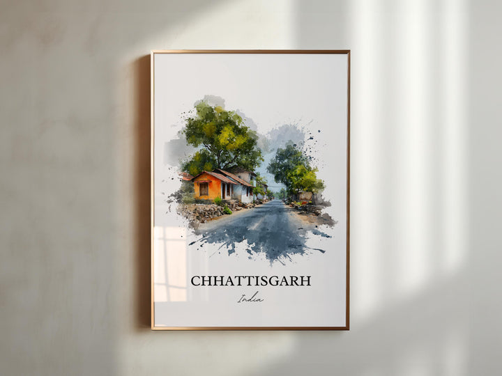 Chhattisgarh India Wall Art, Chhattisgarh Print, Chhattisgarh Watercolor, Chhattisgarh Gift, Travel Print, Travel Poster, Housewarming Gift