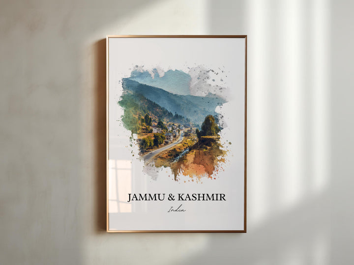 Jammu and Kashmir Wall Art, India Print, India Watercolor Art, Jammu & Kashmir Gift, India Travel Print, Travel Poster, Housewarming Gift