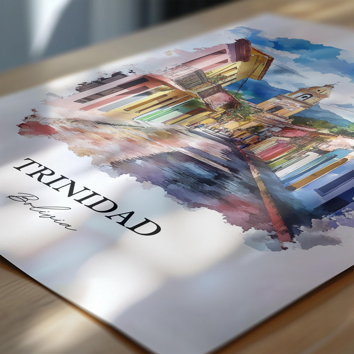 Trinidad Bolivia Wall Art, La Santísima Trinidad Print, Bolivia Watercolor Art, Bolivia Gift, Travel Print, Travel Poster, Housewarming Gift