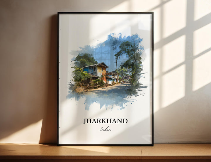 Jharkhand India Wall Art, Jharkhand Print, Jharkhand Watercolor Art, India Gift, India Travel Print, Travel Poster, Housewarming Gift