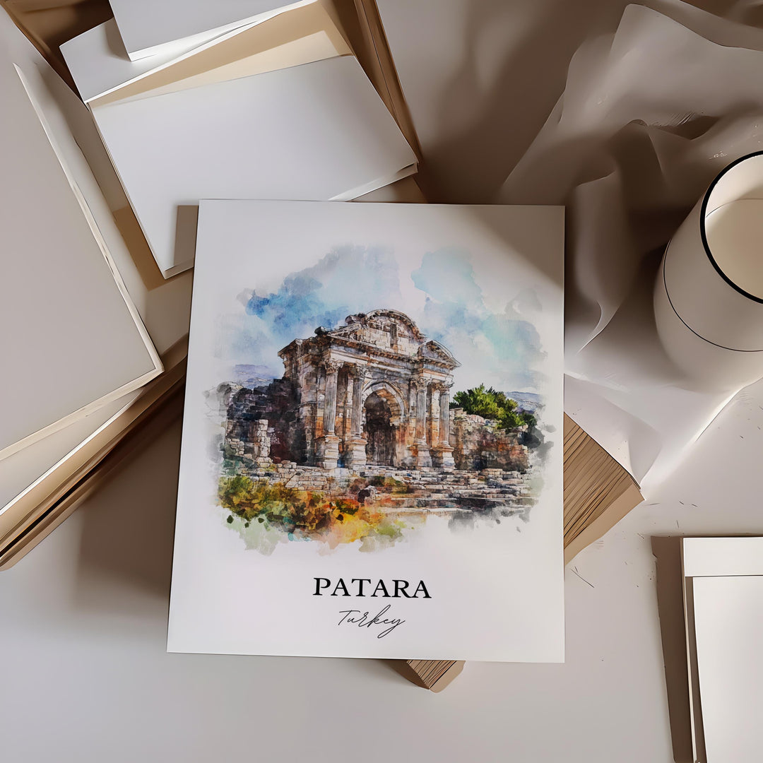 Patara Turkey Wall Art, Kalkan Print, Turkey Watercolor Art, Patara Beach Gift, Travel Print, Travel Poster, Housewarming Gift