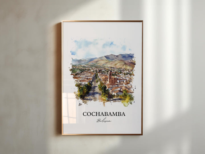 Cochabamba Wall Art, Bolivia Print, Bolivia Watercolor Art, Cochabamba Gift, Travel Print, Travel Poster, Housewarming Gift