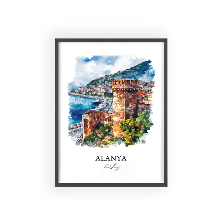 Alanya Turkey Wall Art, Turkish Riviera Print, Turkey Watercolor Art, Alanya Turkey Gift, Travel Print, Travel Poster, Housewarming Gift