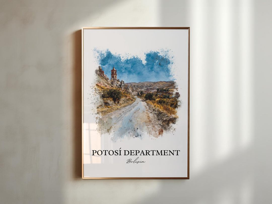 Potosí Bolivia Wall Art, Bolivia Print, Bolivia Watercolor Art, Potosí Dept Gift, Bolivia Travel Print, Travel Poster, Housewarming Gift