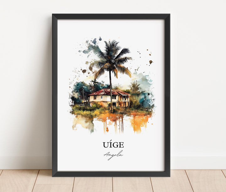 Uíge Angola Wall Art, Angola Print, Angola Watercolor Art, Uíge Gift, Travel Print, Travel Poster, Housewarming Gift