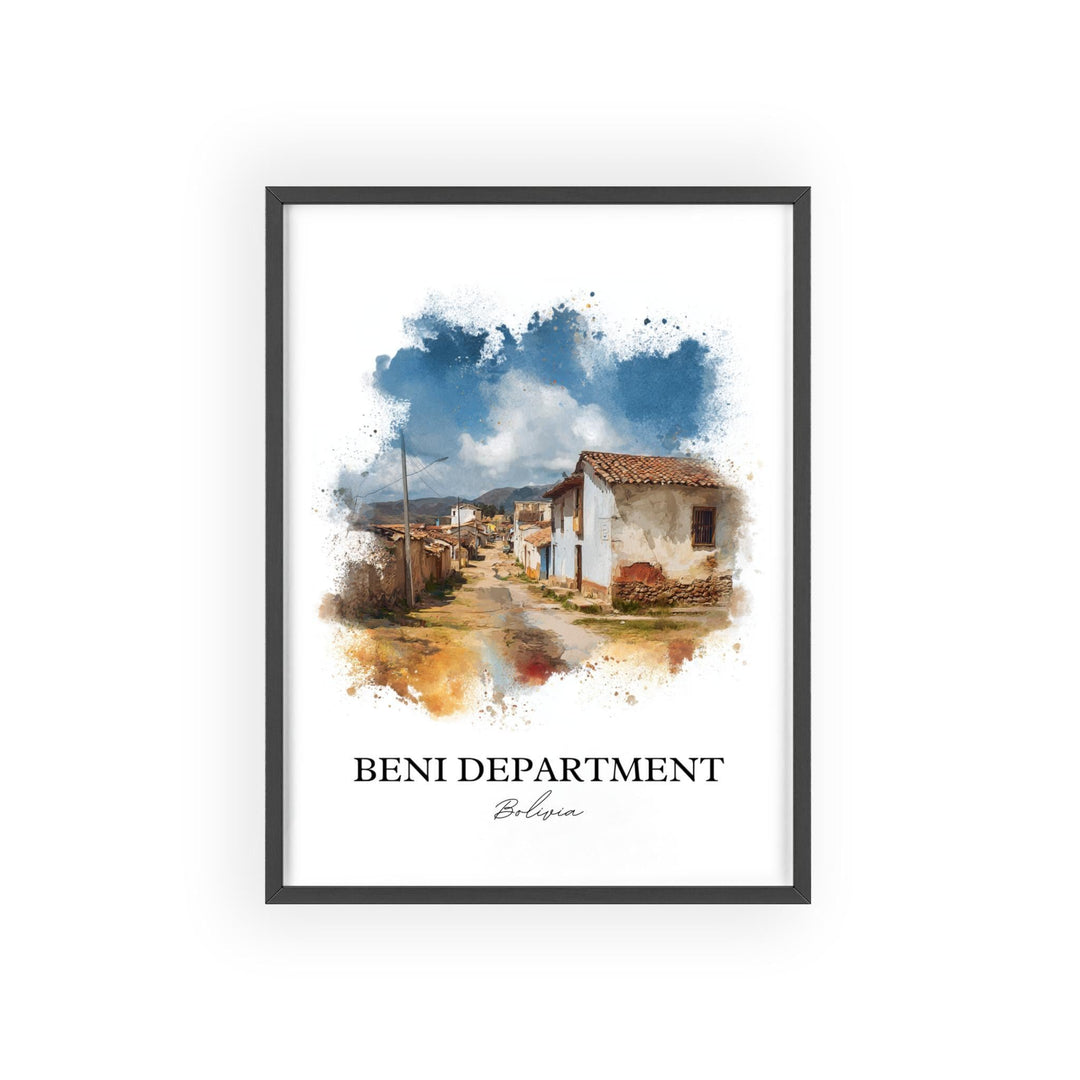 Beni Bolivia Wall Art, Beni Department Print, Bolivia Watercolor Art, Bolivia Gift, Bolivia Travel Print, Travel Poster, Housewarming Gift