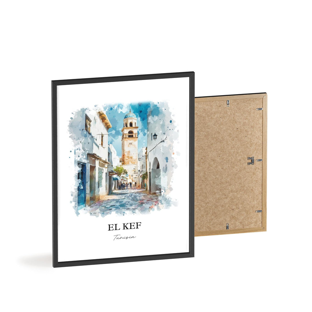 El Kef Tunisia Wall Art, Tunis Print, Tunisia Watercolor Art, El Kef Tunisia Gift, Travel Print, Travel Poster, Housewarming Gift