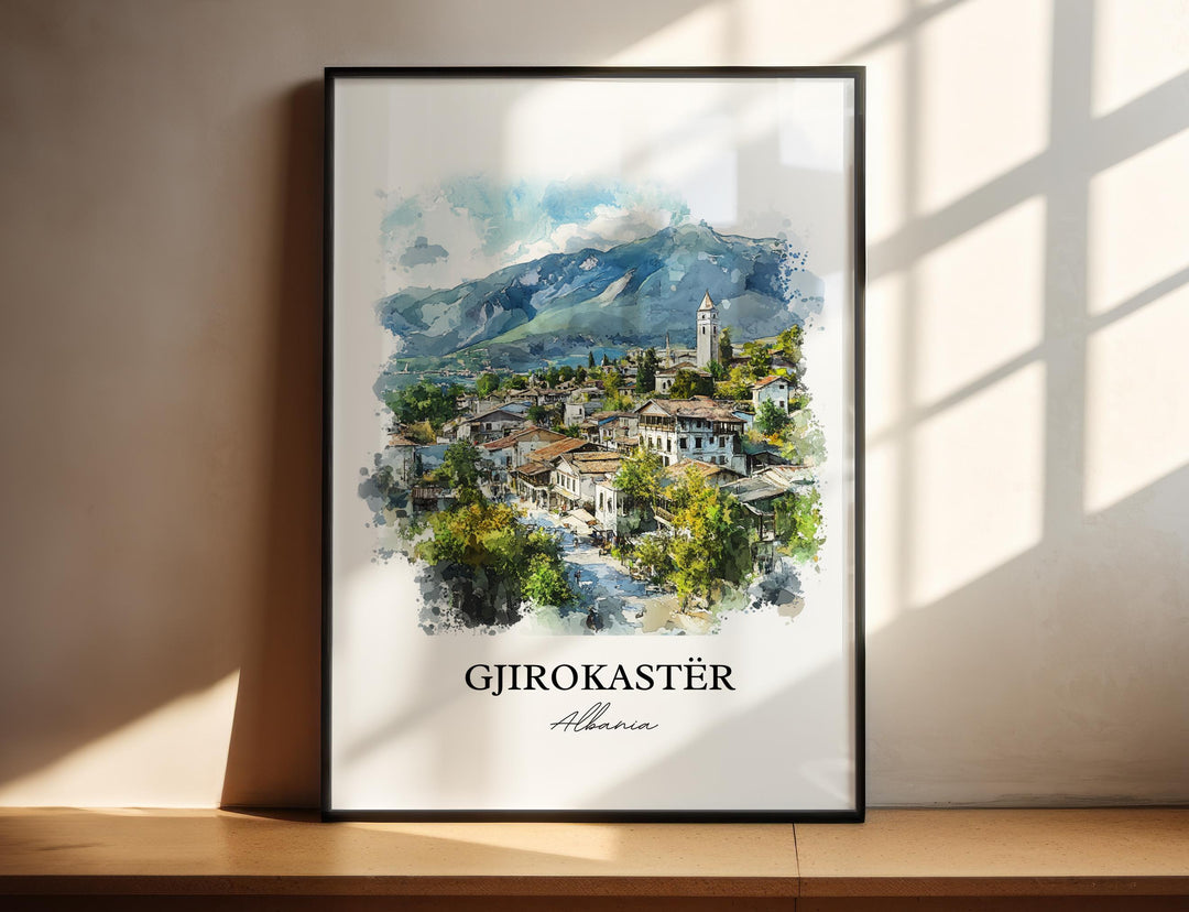 Gjirokastër Wall Art, Albania Print, Albania Watercolor Art, Gjirokastër Albania Gift, Travel Print, Travel Poster, Housewarming Gift