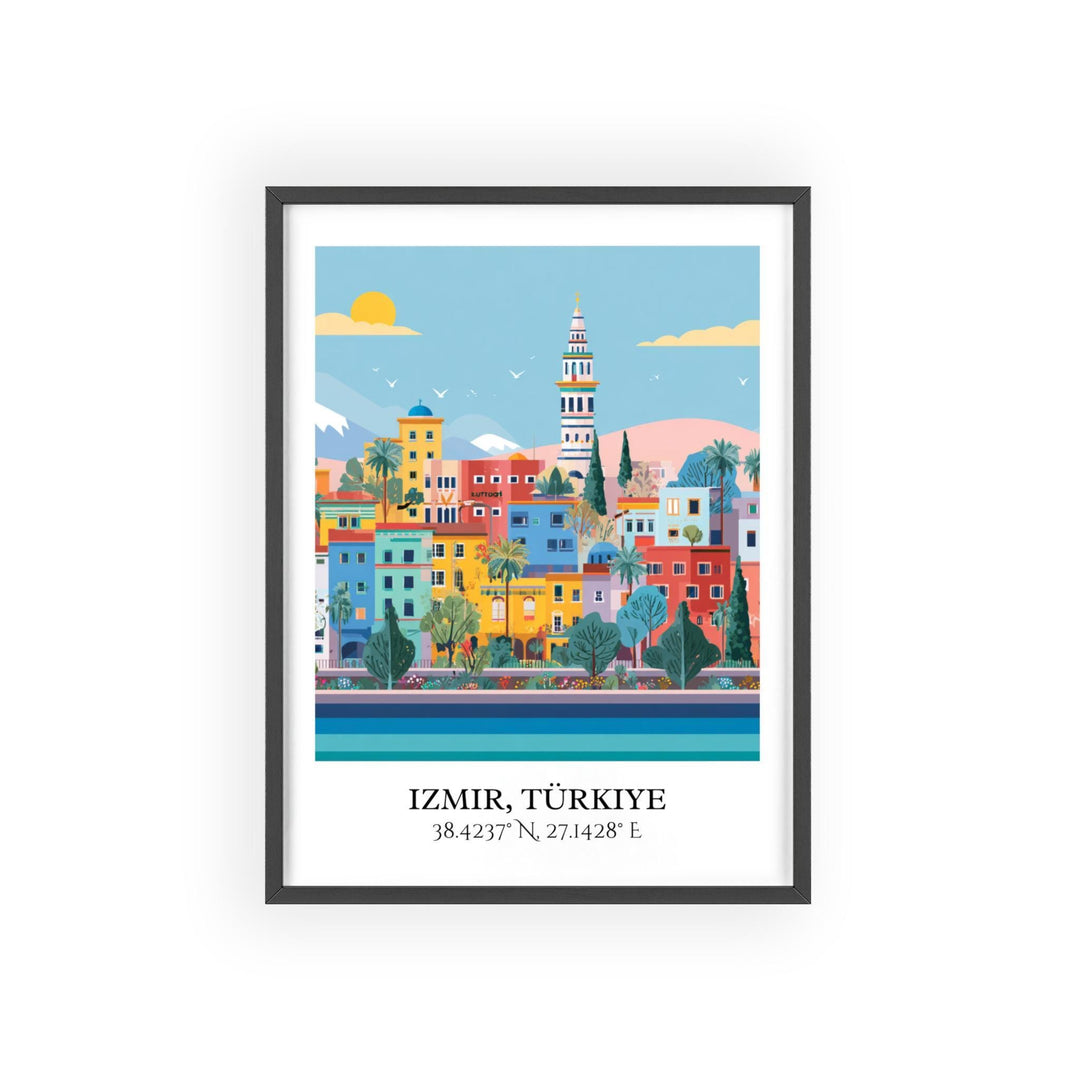 Izmir Turkey Art, Izmir Retro Travel Art, Izmir Home Decor, Izmir Turkey Gift, Turkey Travel Art, Travel Prints, Housewarming Gift