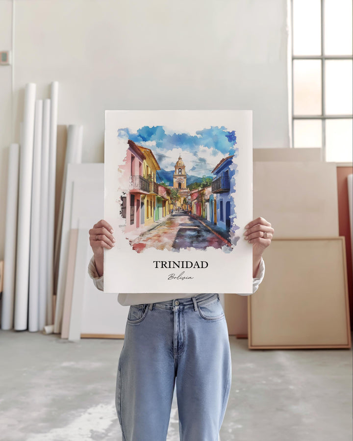 Trinidad Bolivia Wall Art, La Santísima Trinidad Print, Bolivia Watercolor Art, Bolivia Gift, Travel Print, Travel Poster, Housewarming Gift