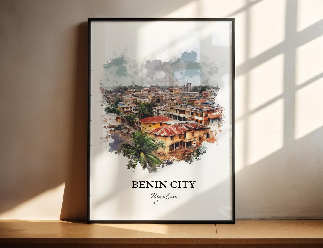 Benin City Wall Art, Nigeria Print, Nigeria Watercolor At, Benin City Gift, Travel Print, Travel Poster, Housewarming Gift