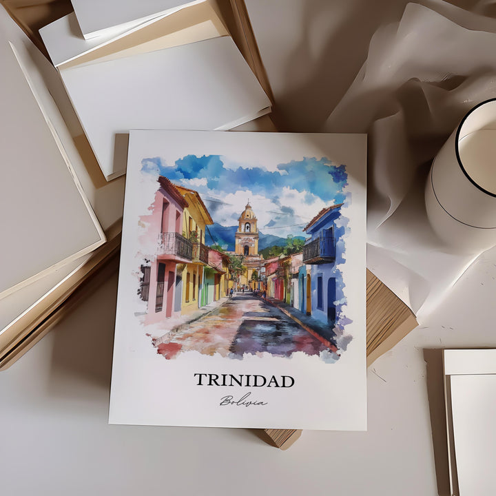 Trinidad Bolivia Wall Art, La Santísima Trinidad Print, Bolivia Watercolor Art, Bolivia Gift, Travel Print, Travel Poster, Housewarming Gift
