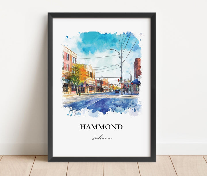 Hammond Indiana Wall Art, Lake County Print, Indiana Watercolor Art, Hammond IN Gift, Travel Print, Travel Poster, Housewarming Gift