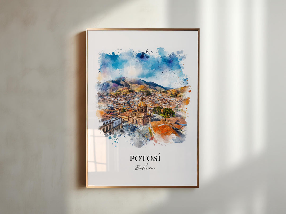 Potosí Bolivia Wall Art, Potosí Print, Bolivia Watercolor Art, Potosí Bolivia Gift, Travel Print, Travel Poster, Housewarming Gift