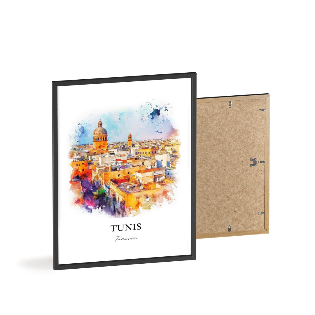 Tunis Wall Art, Tunisia Print, Tunisia Watercolor Art, Tunis Gift, Travel Print, Travel Poster, Housewarming Gift