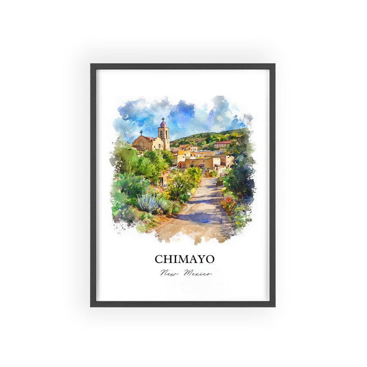 Chimayo NM Wall Art, Santa Fe NM Print, New Mexico Watercolor Art, Chimayo Gift, Travel Print, Travel Poster, Housewarming Gift