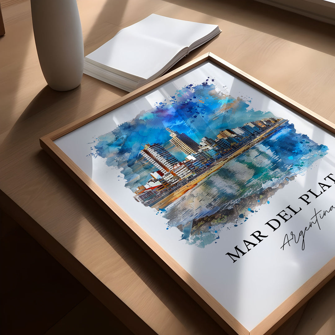 Mar del Plata Art, Mar del Plata Argentina Print, Punta Mogotes Watercolor, Argentina Gift, Travel Poster, Housewarming Gift