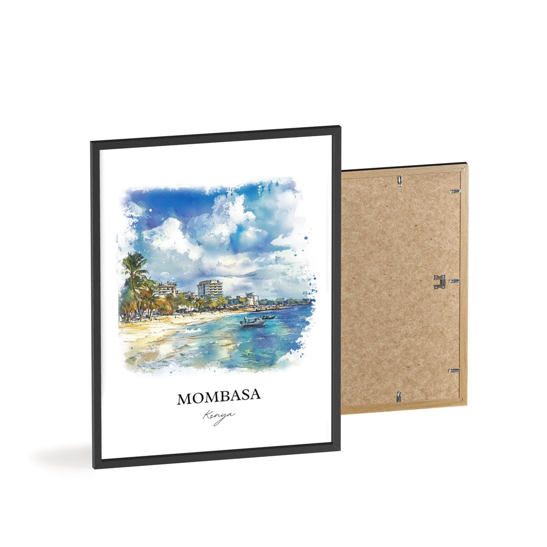 Mombasa Wall Art, Kenya Print, Kenya Watercolor Art, Mombasa Kenya Gift, Travel Print, Travel Poster, Housewarming Gift