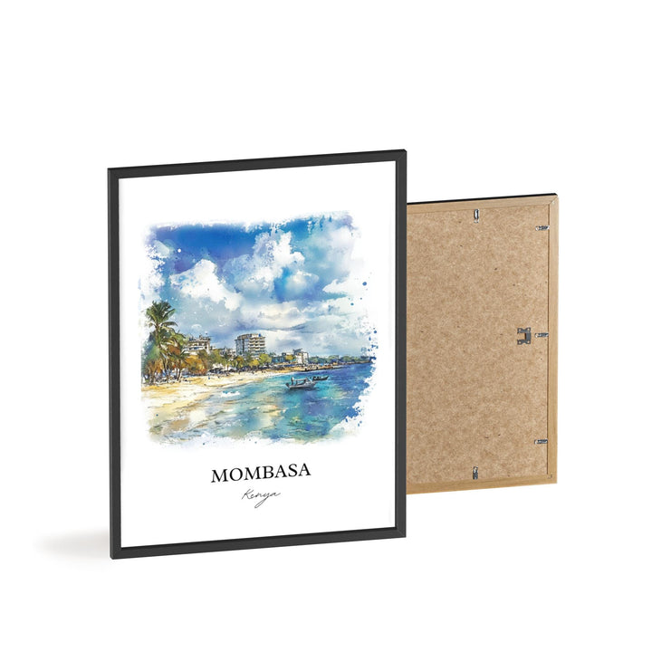 Mombasa Wall Art, Kenya Print, Kenya Watercolor Art, Mombasa Kenya Gift, Travel Print, Travel Poster, Housewarming Gift