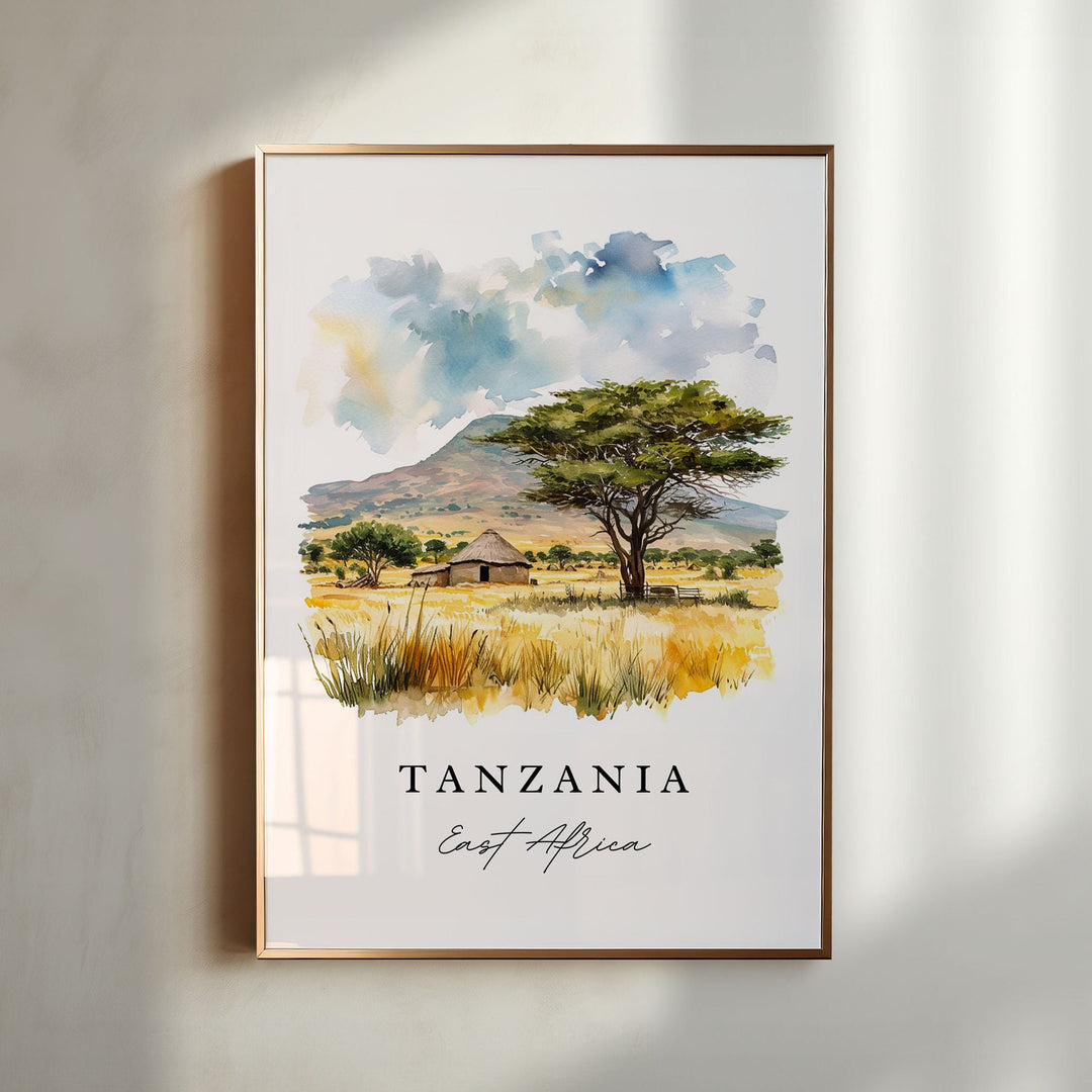 Tanzania wall art - East Africa, Tanzania print, Tanzania Wedding gift, Tanzania Birthday present, Custom Text, Perfect Gift