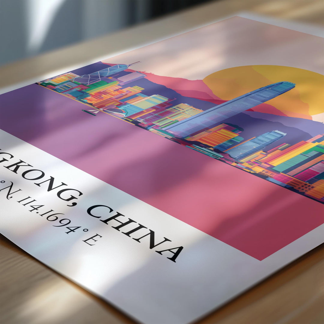 Hong Kong Art, Hong Kong Retro Travel Art, Hong Kong Home Decor, Hong Kong Gift, China Travel Art, HK China Print, Housewarming Gift