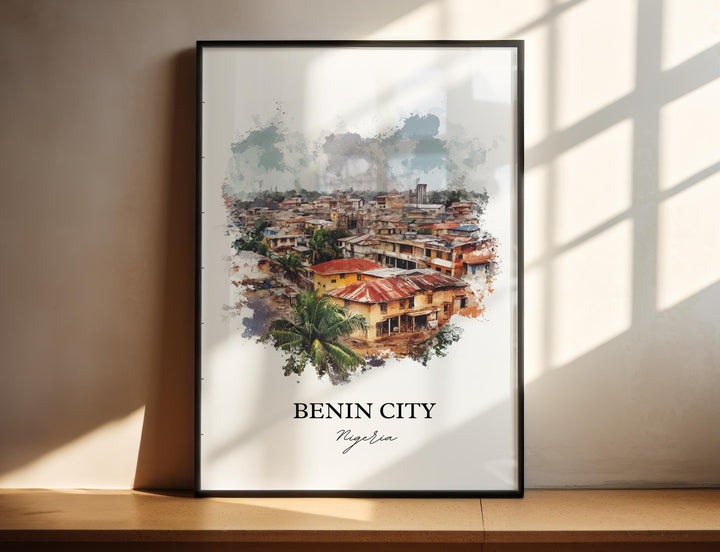 Benin City Wall Art, Nigeria Print, Nigeria Watercolor At, Benin City Gift, Travel Print, Travel Poster, Housewarming Gift