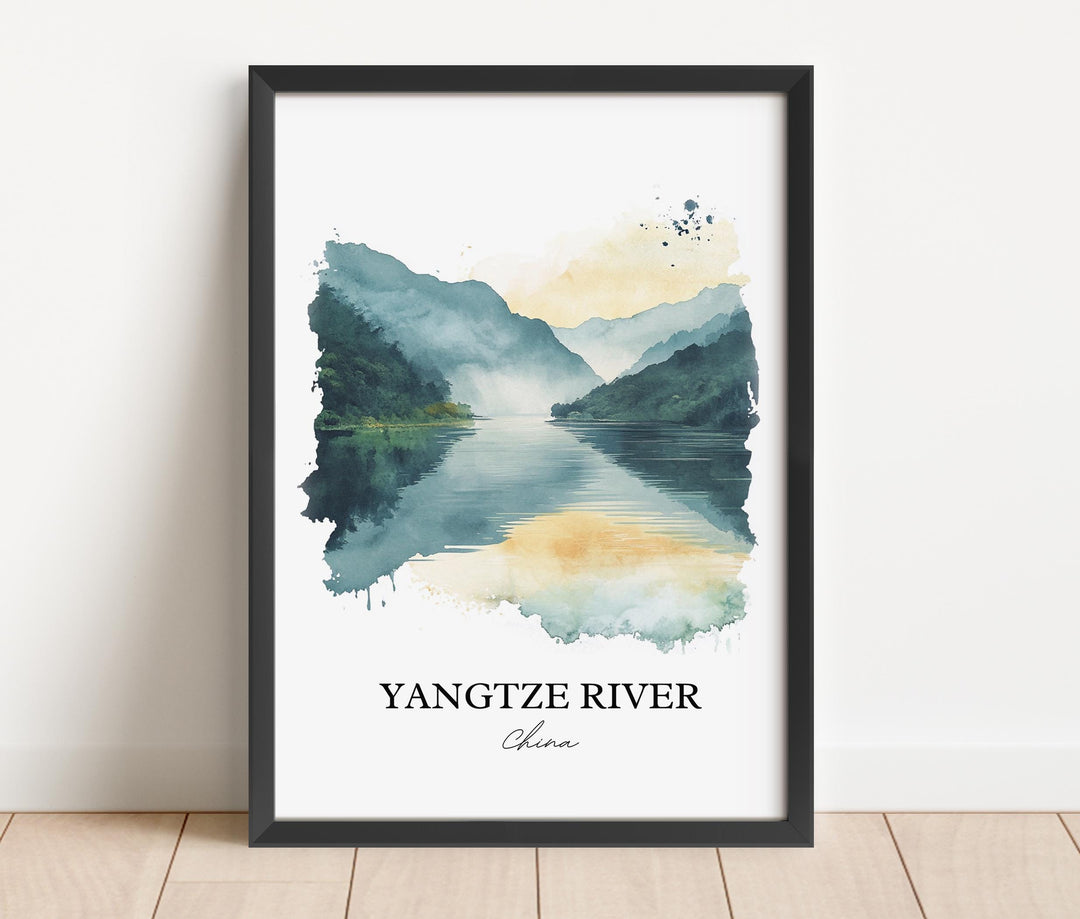 Yangtze River Wall Art, Yangtze River Print, China Watercolor Art, Yangtze River Gift, Travel Print, Travel Poster, Housewarming Gift