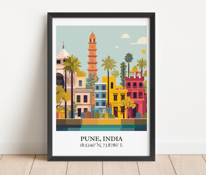 Pune India Art, Pune Retro Travel Art, Pune India Home Decor, India Gift, India Travel Art, Travel Prints, Housewarming Gift
